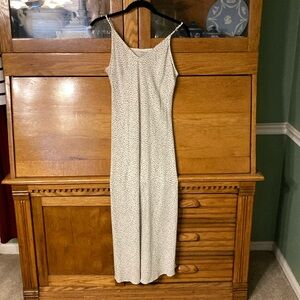 A New Day White Black Spot Print Maxi Dress